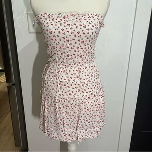 Olivaceous Liberty Floral Strapless Shirred Baby Doll Ruffle Mini Dress …